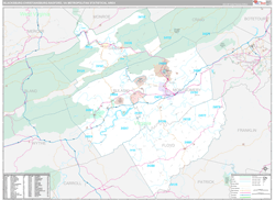 Blacksburg-Christiansburg-Radford Metro Area Wall Map Premium Style 2024